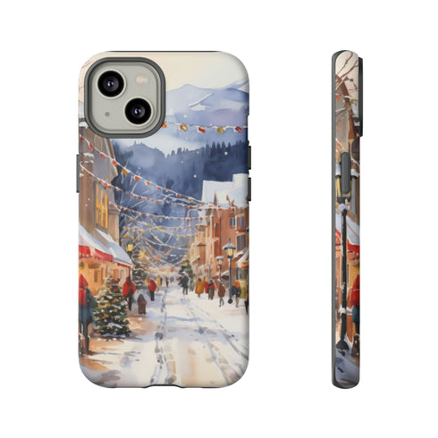 Bustling Victorian Christmas Market - Impact Resistant Phone Case iPhone 14 Matte
